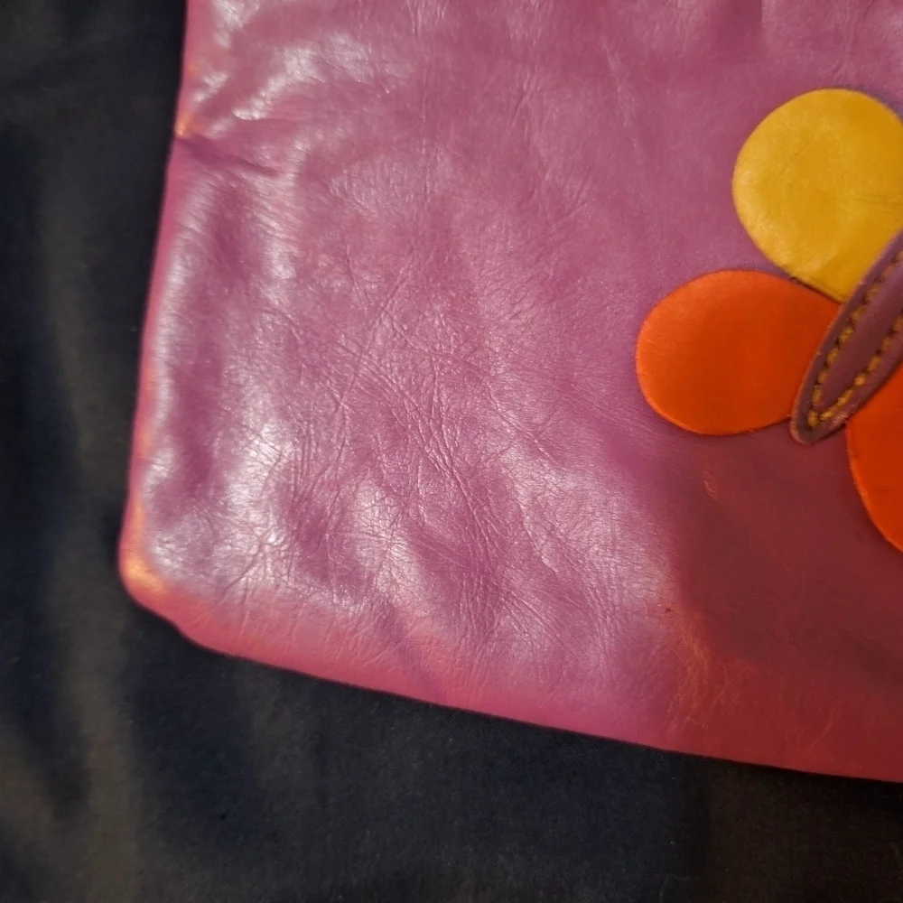 Faux Leather Purple Butterfly Coin Purse